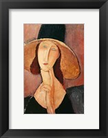 Framed Portrait of Jeanne Hebuterne in a large hat, c.1918-19