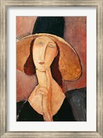 Framed Portrait of Jeanne Hebuterne in a large hat, c.1918-19
