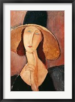 Framed Portrait of Jeanne Hebuterne in a large hat, c.1918-19