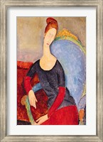 Framed Mme Hebuterne in a Blue Chair, 1918