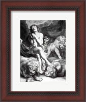 Framed Daniel in the Lions' Den - black and white