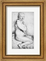 Framed Young nude woman seated