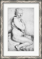 Framed Young nude woman seated
