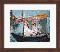 Framed Monet in his Floating Studio, 1874