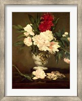 Framed Vase of Peonies on a Small Pedestal, 1864