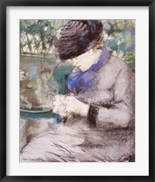 Framed Girl Sitting in the Garden Knitting, 1879