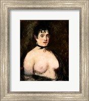 Framed Brunette with bare breasts
