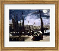 Framed Moonlight on Boulogne Harbour, 1868
