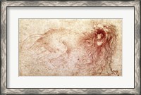 Framed Sketch of a roaring lion