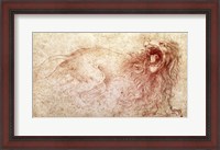 Framed Sketch of a roaring lion