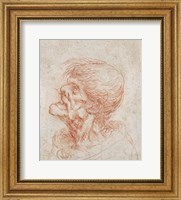 Framed Caricature Head Study of an Old Man