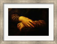 Framed Mona Lisa, detail of her hands