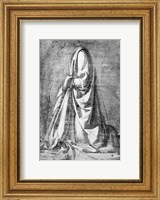 Framed Drapery study for a kneeling figure seen in three-quarter profile to the left, c.1475