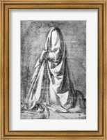 Framed Drapery study for a kneeling figure seen in three-quarter profile to the left, c.1475