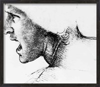 Framed Study for the head of a soldier in 'The Battle of Anghiari'