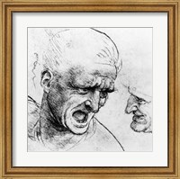 Framed Studies for the heads of two soldiers in 'The Battle of Anghiari