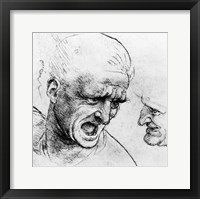 Framed Studies for the heads of two soldiers in 'The Battle of Anghiari