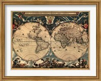 Framed World Map 1664