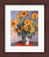 Framed Vase of Sunflowers