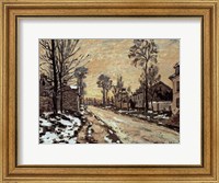 Framed Road at Louveciennes, Melting Snow, Sunset