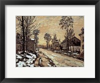 Framed Road at Louveciennes, Melting Snow, Sunset