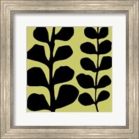 Framed Black Fern on Green