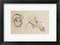 Framed Portrait of Pissarro by Gauguin and Portrait of Gauguin by Pissarro