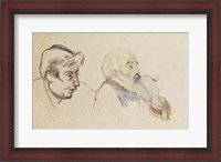Framed Portrait of Pissarro by Gauguin and Portrait of Gauguin by Pissarro