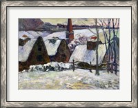 Framed Breton village under snow, 1894