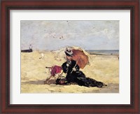 Framed Woman with a Parasol on the Beach, 1880