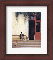 Framed Artist's Father and Son on the Doorstep of his House