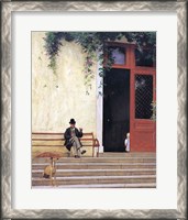 Framed Artist's Father and Son on the Doorstep of his House