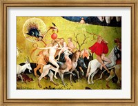 Framed Garden of Earthly Delights: Allegory of Luxury, detail of figures riding fantastical horses