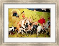 Framed Garden of Earthly Delights: Allegory of Luxury, detail of figures riding fantastical horses