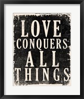 Love Conquers All - Voltaire Quote Framed Print