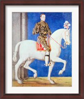 Framed Equestrian Portrait Presumed to be Dauphin Henri II