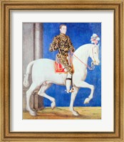 Framed Equestrian Portrait Presumed to be Dauphin Henri II