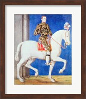 Framed Equestrian Portrait Presumed to be Dauphin Henri II