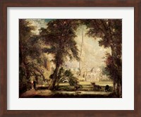 Framed Salisbury Cathedral from the Bishop's Grounds, c.1822-23