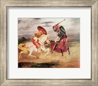 Framed Two Knights Fighting in a Landscape