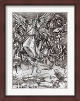 Framed St. Michael and the Dragon, from a Latin edition, 1511