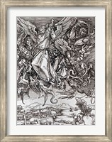Framed St. Michael and the Dragon, from a Latin edition, 1511