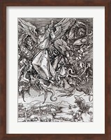 Framed St. Michael and the Dragon, from a Latin edition, 1511