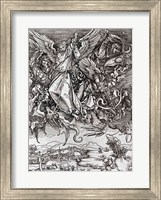 Framed St. Michael and the Dragon, from a Latin edition, 1511