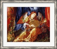 Framed Festival of the Rosary, detail of the angel musician, 1506