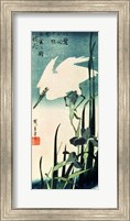 Framed White Heron and Iris