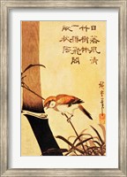 Framed Bird and Bamboo