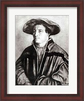 Framed Portrait of a man with a red hat, c.1530