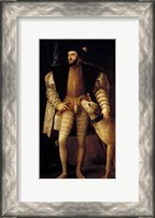 Framed Charles V Holy Roman Emperor and King of Spain with his Dog