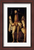Framed Charles V Holy Roman Emperor and King of Spain with his Dog